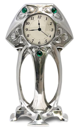 Art deco clock, grey, Pewter / Britannia Metal, cm 20x h 35