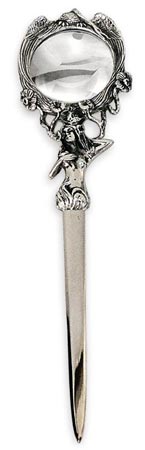Letter opener - nymph, grey, Pewter / Britannia Metal and Glass, cm 21
