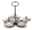 porta salse con coperchi e cucchiai   cm 18,5 x h 19,5