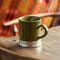 Mug gris y verde, cm h 10,5 x cl 40