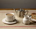 Tazza tè con piatto grigio e bianco, cm h 7 x cl 30