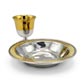 Soup/pasta bowl with gold finish, grey and gold