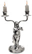 double-flames candelabra - sitting woman holding a bouquet of flowers   cm 24 right