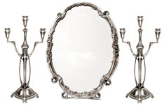 Grand miroir baroque, gris
