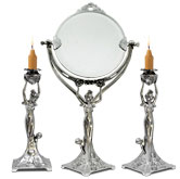 Espejo de vanidad (biselado) - mujer con niño, gris