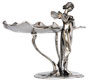 Jewelry stand tray - fairy hand holding and caressing a bird, grey