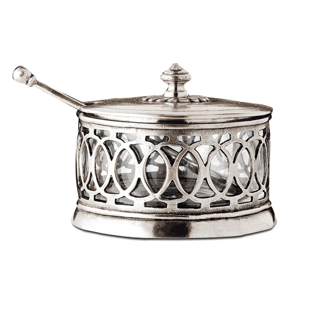 Grated cheese holder, grey, Pewter and leadfree Crystal glass, cm 11xh9 by Cosi Tabellini