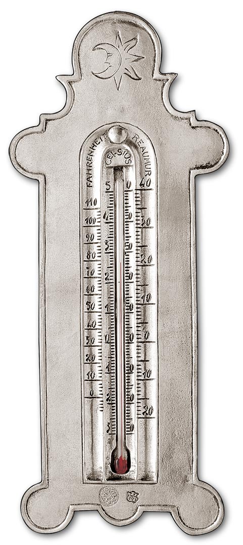 Termometro da parete, grigio, Metallo (Peltro) e Vetro, cm h 19 by Cosi  Tabellini.