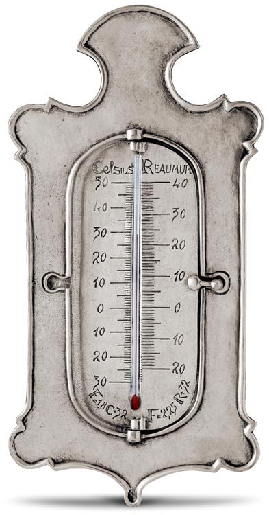 Termometro da ambiente, grigio, Metallo (Peltro) e Vetro, cm 11xh27 by Cosi  Tabellini.