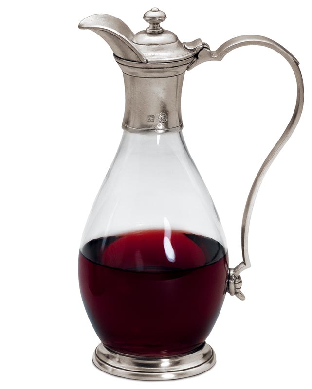 Rotwein Karaffe mit Henkel und Deckel, Grau, Zinn und Glas, cm h 28 by Cosi Tabellini