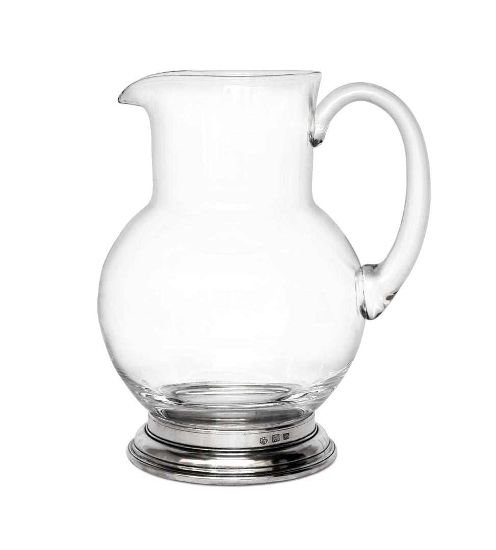 Caraffa acqua, grigio, Metallo (Peltro) e cristallo senza piombo, cm h 16 x  lt 0,5 by Cosi Tabellini.