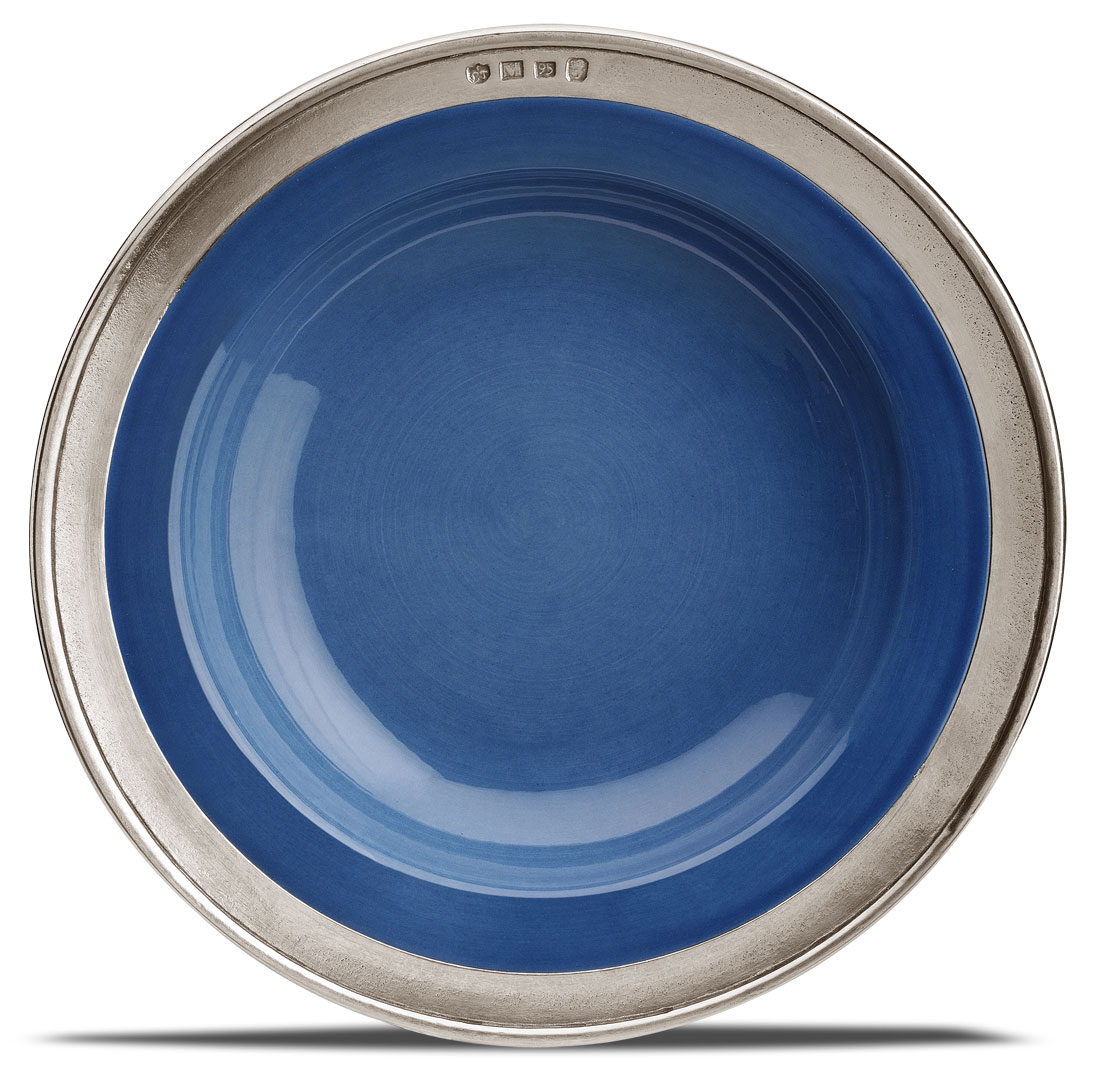パスタ・スーププレート（ブルー）, グレー および ブルー, ピューター