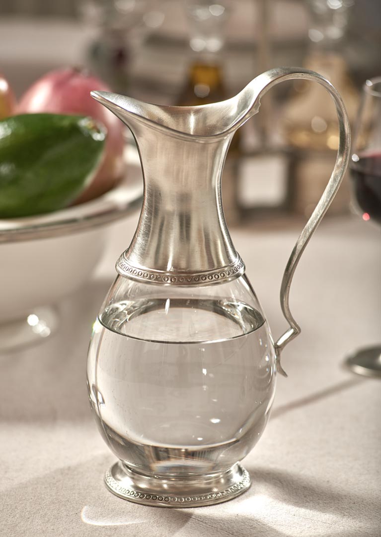 Rotwein Karaffe mit Henkel, Grau, Zinn und Bleifreies Kristallglas, cm h 25 by Cosi Tabellini