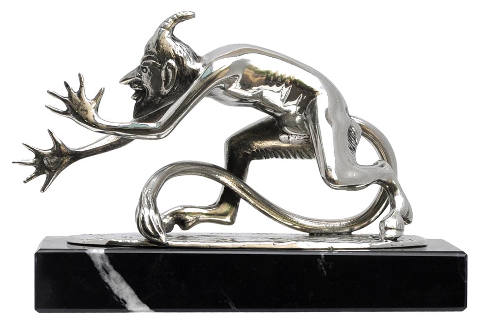 Erotic sculpture - devil, grey and black, Pewter and Marble, cm 14x h ...