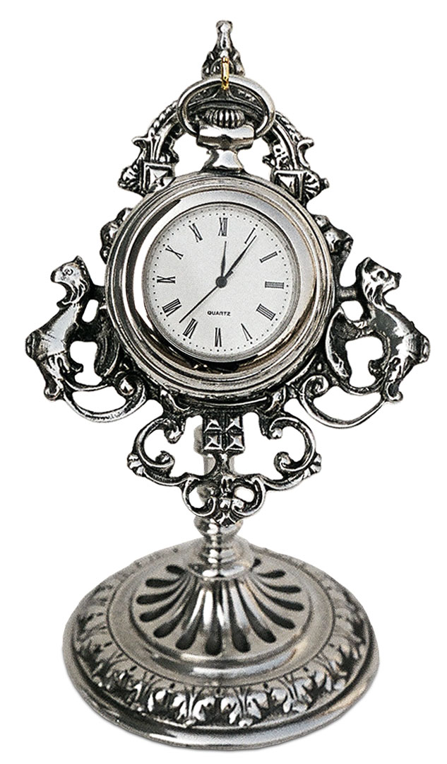 Porta orologio da tasca, grigio, Metallo (Peltro) / Britannia Metal, cm 7,5  x 13,5 by Cosi Tabellini.